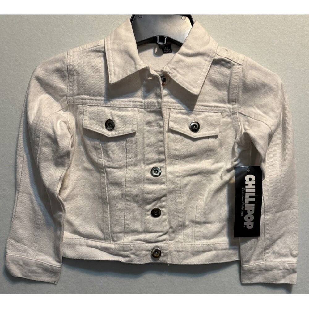 CHILLIPOP GIRLS WHITE DENIM JEAN JACKET S 10/12